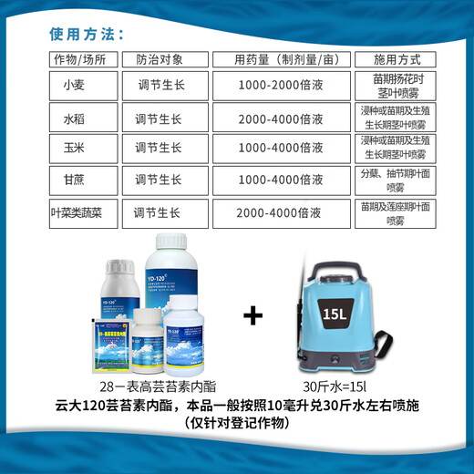 Yunda 120 Yunda YD120 28 table high brassinolide rice wheat vegetable sugarcane corn growth regulator 10ml