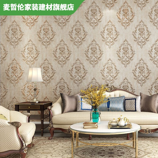 
Vinoa European style wallpaper precision pressing bedroom living room TV background wall 3D three-dimensional Damascus AB version wallpaper D style PE1105/meter gray (large flower style)