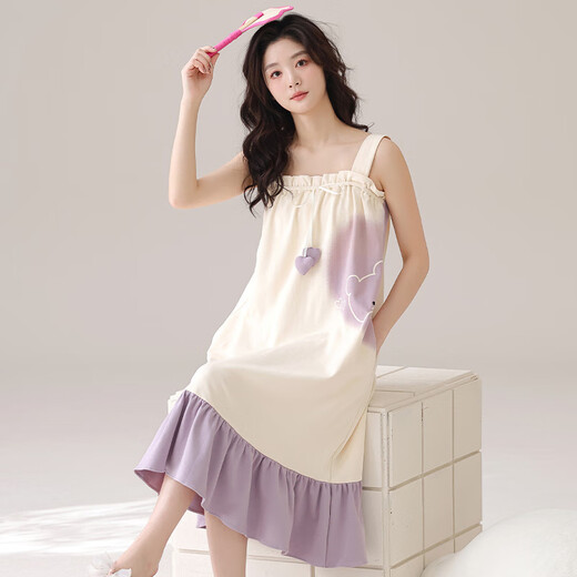 Victoria's style summer suspender nightgown for women's new pure cotton student Korean version sweet and slim and cute bow sleeveless pajamas for girls CA6167 (nightskirt) M size recommendation (85-105Jin [Jin equals 0.5 kg])