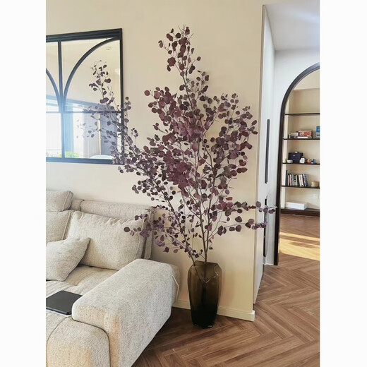 Apple eucalyptus dried flowers indoor living room office immortal flower base straight hair niche immortal apple eucalyptus leaves 100-130cm1 tied purple red