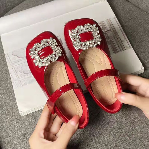 ABC Princess Shoes Girls Small Leather Shoes Red 2026 Mary Jane Shoes Little Girls Children's Shoes Soft Sole Baby Girls Shoes Beige 25 Inner Length 15cm