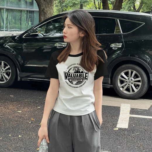 Playboy (Playboy) Frauen reines Baumwoll-Kurzärärmel-T-Shirt für Frauen 2025 Sommer Neues Design Nische Koreaner Loose Raglan Ärmel