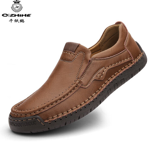 Mille papier grue luxe 2025 Nouveau couture à la main de grande taille chaussures décontractées chaussures de place pour hommes chaussures simples chaussures en cuir masculin 9918 noir 38