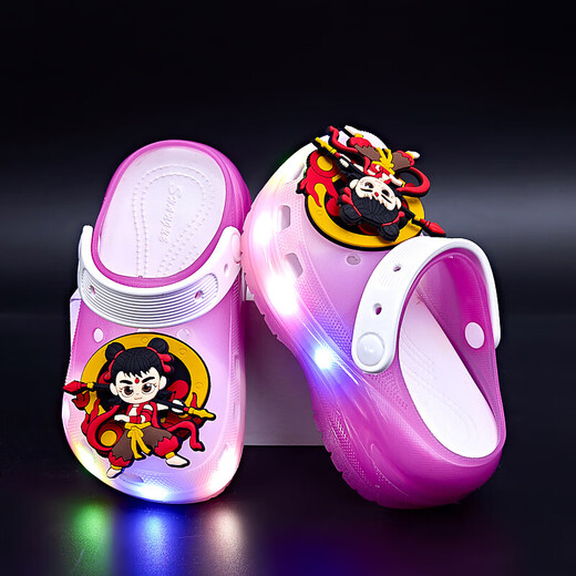 G.DUCK Hello Little Duck Chaussures pour enfants de canard jaune 2025 Été Nouveau Nezha Fashion Head Lighting Sandals Boys Breathable Drag Purple Taille 24
