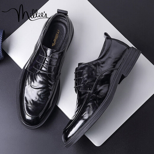 Millies Top Capa Cow Wide Shoes para hombres para hombres para aumentar los zapatos de cuero casual para los zapatos de boda que aumentan los hombres U1291 Black Highening 40