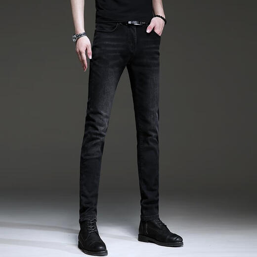 Jie yuepai sommer sommer neuer retro schwarze jeans Männer europäische und koreanische Stil trendy schlanke elastische kleine Füße Hosen Casual Hosen Männer 1049 Grau 28