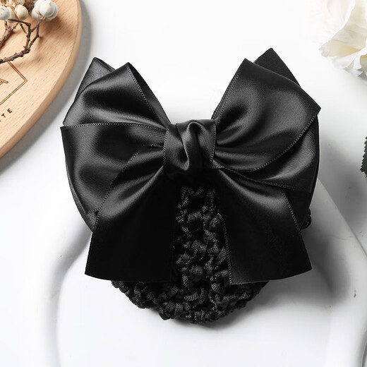Jiaoxuefei professional headband hair net bag black nurse stewardess bank property hotel front desk hairpin bow hair cover