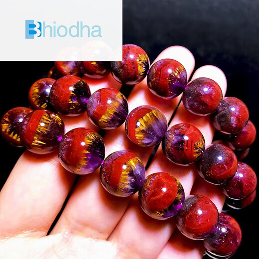 bhiodha胖东来品质极光23紫钛手链千层聚宝盆手串金字塔红幽灵金520情人 12243     12.4mm 极光23水晶