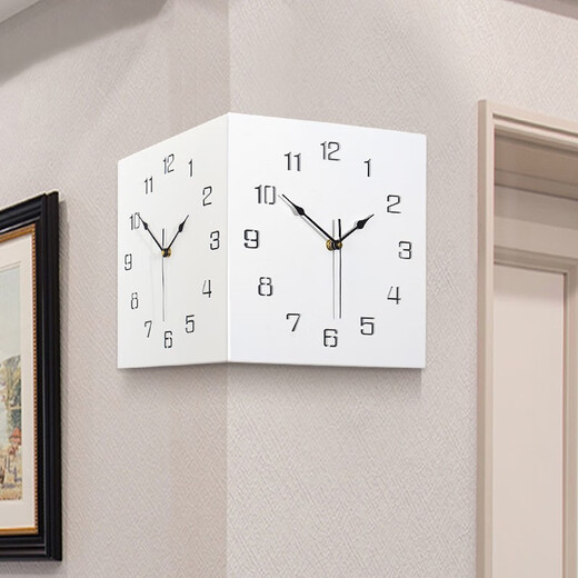 Corner nordique double face mural salon créativité simple moderne moderne horloge double face maison à la mode et à l'horloge atmosphérique 9195 Blanc pur et noir Mouvement silencieux domestique à la main de plus de 20 pouces