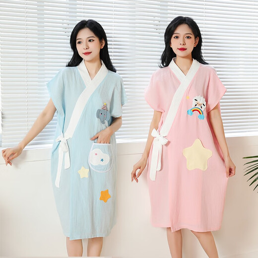 
Bath towel for girls in summer pure cotton wearable full speed drying 2025 new adults all-season universal bathing gauze robe Cotton gauze short sleeves - S size [suitable for height 90-12529