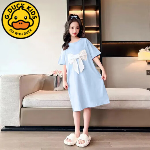G.DuckKids Girls Summer Ice Silk Nightgown Princess Style Clain à manches minces pyjamas Enfants moyens de taille moyenne Girls Junior School Élèves Loose Home Vêtements à domicile 753 Pink à manches courtes à manches courtes 120 cm Hauteur recommandée 110-120cm 5-6 ans