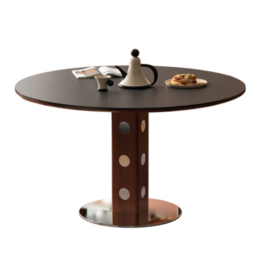 
Zhido medieval round table retro metal legs round dining table Nordic Bauhaus solid wood rock slab dining table SN3894 Berg round table [white rock slab countertop] 75cm 130x130x