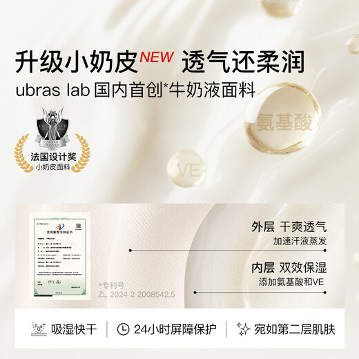 Ubras Butterfly Hugging Side Tuck Large Cup Bra Non-dragging Lifting Anti-expansion Bra Underwear Women Oatmeal Milk Color XL