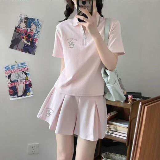 Xia Xinu (Xiarxeneu) Akademie Style JK Temperament Set 1391 Menschen Sammlung Uniformen Tausendfache Sternshosen Rock Kurzarm Shirt Taille Shirt Casual White (Polo-Hemd + Hosenrock) [Set] S s s s s s s s