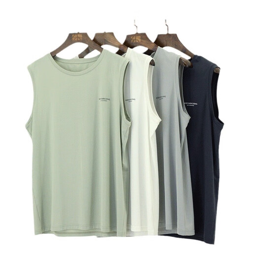 Cool vest shorts summer thin men's pajamas Lanjing Modal cotton pajamas men's home clothing set Light gray/rock gray BXM677B 3XL