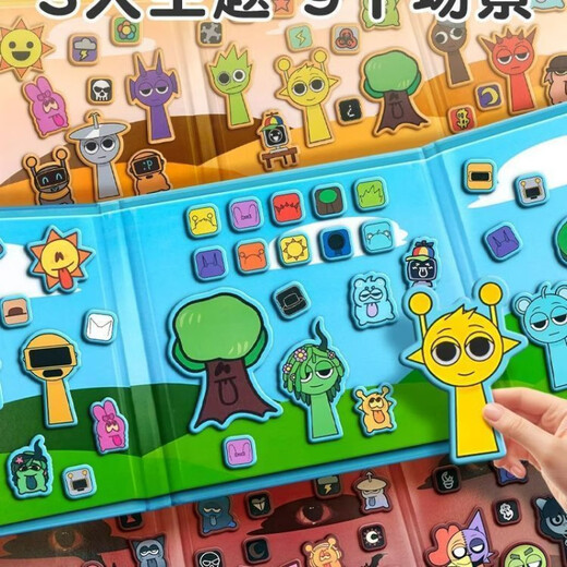 
Beizu Rhythm Box Quiet Book Magnetic Cut-free Small Children's Magnetic Sticker Handmade Boys and Girls Toys [Blue-Single Package] + 2 Scene Stickers 14cm