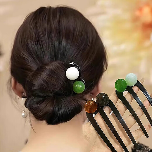 The new Chinese-style retro U-shaped ball head three-tooth comb hairpin for the back of the head is a two-piece set recommended by the store manager.