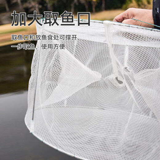 Fishing net, shrimp pot fishing artifact, catching loach, eel pot, shrimp net cage, multifunctional folding fishing tool, fishing net, single layer - green pendant style - 5 holes, free gift pack