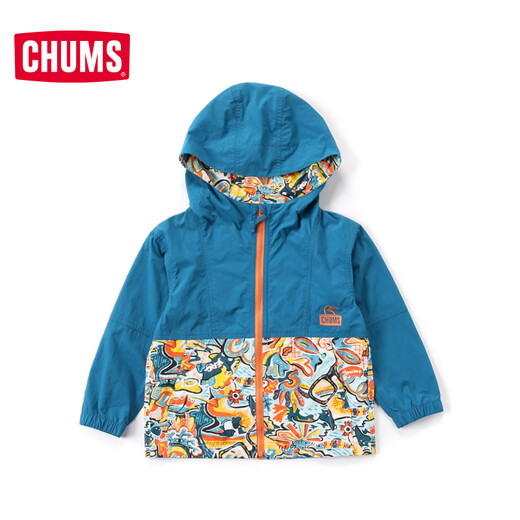 Chums Qia Qia Bird Parent-Child Child Outdoor Nouveau produit Children's's Casual Thin Hooded Veste CH24-1048 Black K001 S (90-100cm)