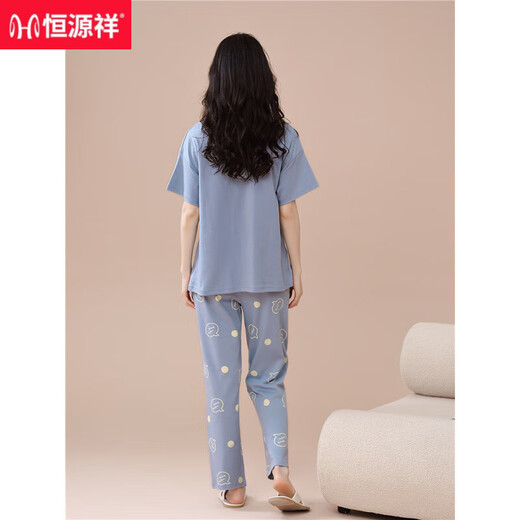 Hengyuanxiang Neue Pyjamas für Frauen im Sommer im Sommer Reine Baumwolle kurzärmelige Hosen dünne Baumwoll-Freizeit-Kleidungsstücke können außerhalb von 9721 getragen werden [reines Baumwollhaut-freundlich und atmungsaktiv] M [vorgeschlagen 80-100jin [Jin gleich 0,5 kg] tragen]