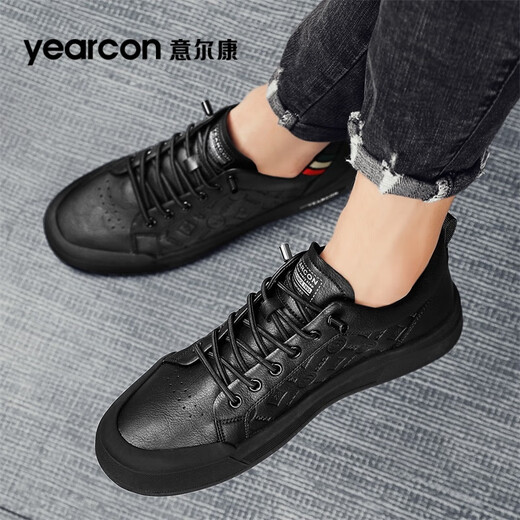 Yierkan men's shoes 2025 new sneakers men's British style business casual leather shoes men's slip-on lace-free soft-soled shoes men