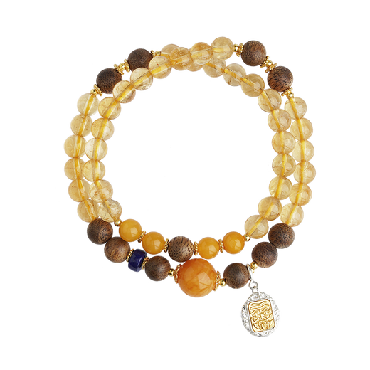 Potala Palace Citrine Agarwood Beeswax Bracelet for Men and Women 925 Silver Accessories Transfer Beads Amber Bracelet Birthday Gift