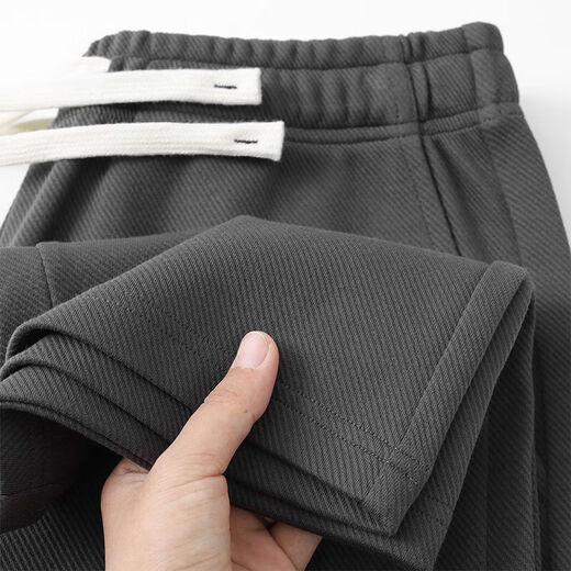 Twill straight casual pants men's autumn and winter fashion sports pants loose and versatile drapey wide-leg sweatpants men's spring and autumn black 2XL
