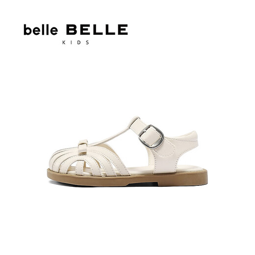 Belle Girls' Shoes Holiday Style Roman Sandals Shopping Mall Same Style Hollow Casual Sandals 15000B75 Beige 28