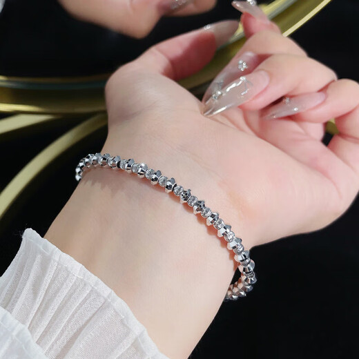 Laomiao pt950 platinum abacus bead scimitar bead bracelet adjustable women's birthday gift for girlfriend, about 13.03g