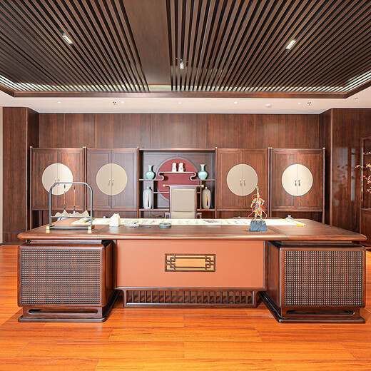 Ningqiu Luoge (NICHLORT) boss desk solid wood desk new Chinese style North American black walnut high-end chairman's office executive desk custom file cabinet