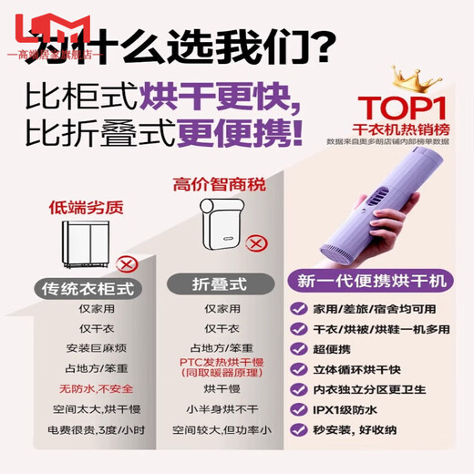 LISM Germany imported quality high-end portable dryer travel dormitory small home drying clothes mini folding travel drying artifact Yunbai-mid-range drying bag underwear bag storage bag