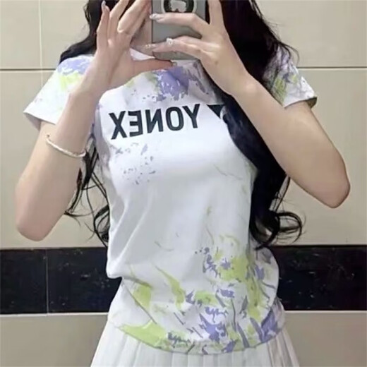 Yonex's new badminton uniform for men and women quick-drying breathable short-sleeved competition uniform for couples golf T-shirt customization silver 9227 meters white shorts 2XL