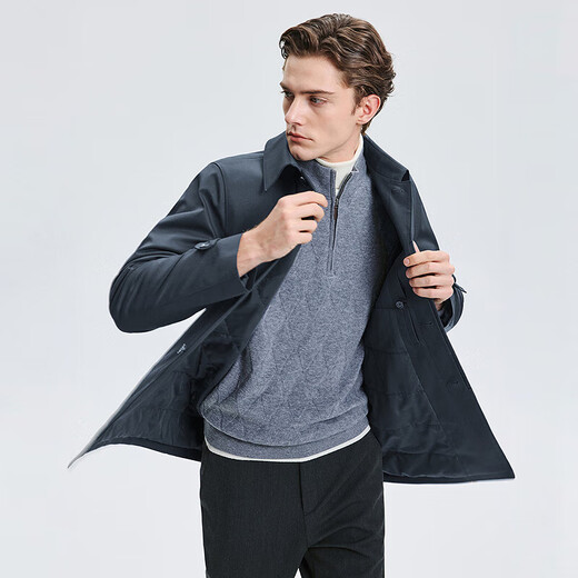 Septwolves trench coat men's autumn lapel twill thin cotton mid-length fashion casual commuting comfortable versatile men's jacket