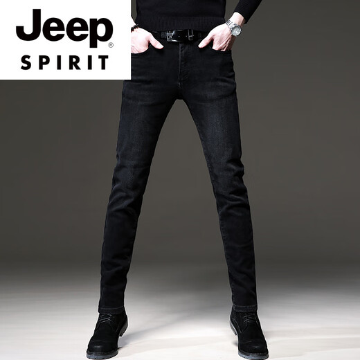 Jeep Spirit Summer Trend European Black High-End Jeans Männer koreanische Stil kleine Füße Hosen Trendy Brand Stretch Männer lässig Hosen 1049 Gray Regular 31
