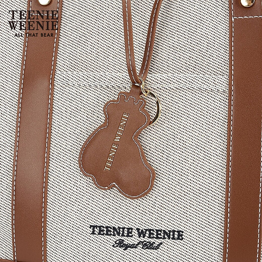 Teenie Weenie bearnova women's shoulder bag 2025 summer new fashion personality color block casual canvas bag brown FRE