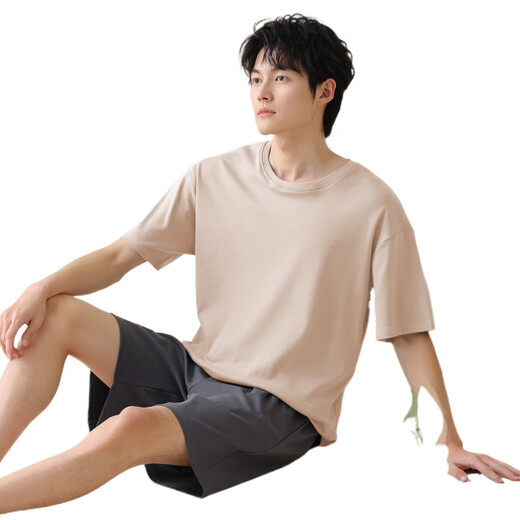 七匹狼（SEPTWOLVES）2025新款男士睡衣夏季纯棉薄款短袖休闲加大码家居服套装可外穿男 13603 4XL (180-200斤)