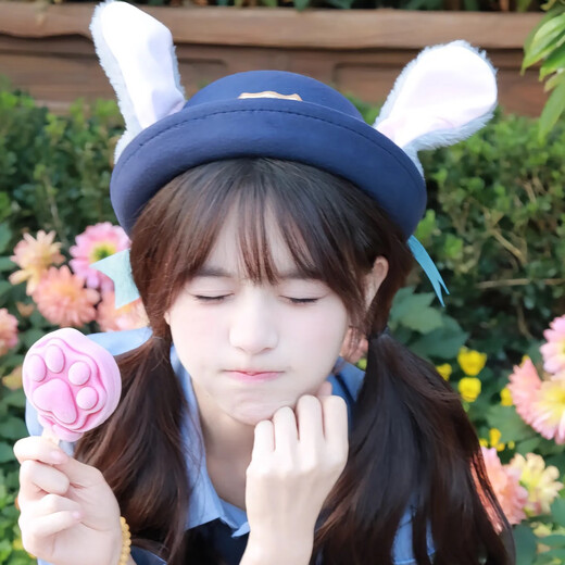 Sombra de sombra de sombra de la mañana Spring Women's Spring New Boinet Cartoon Judy Top Hat Dome Crazy Zootopia Oficial de policía de conejo Hat Judy Versión para adultos (57 cm)