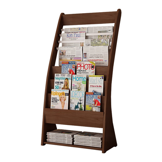 Rack de journaux Rack de journaux Books et porte-journaux Rack d'informations en bois Rack de journaux montés sur papier de journal magazine Magazine Rack Storage Promotional Display Rack Books and Magazines K687 # White High 96 Quatre Clips de journaux (installés sans emballage)