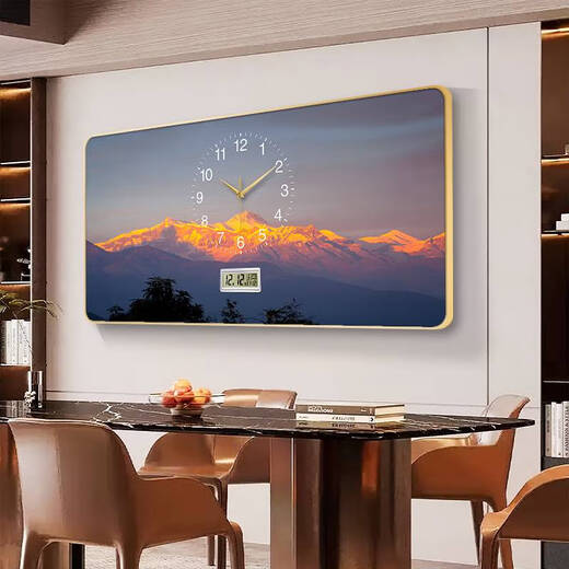 Hanoufeis neuer Stil der dekorativen Malerei Wanduhr Perpetual Kalender Wohnzimmer Dining Uhr natürliche Landschaft Einfacher und atmosphärischer Hängemal