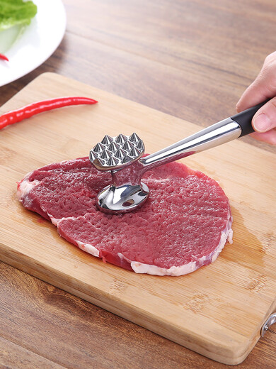 欧品缘实心松肉锤家用断筋松肉针厨房锤肉锤子打肉器牛排猪扒鸡排敲肉锤 实心/双面大小齿