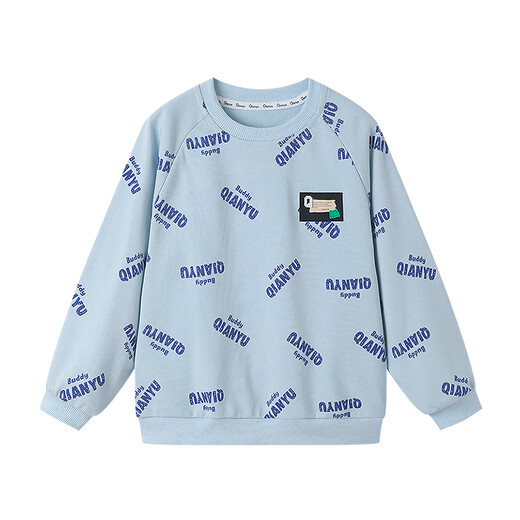 
Qianyu QIANQU Disha Qianyu Children's Clothing Boys Sweatshirt 2025 Autumn New Medium-Grand Boys All-match Round Neck Top Blue Print 160