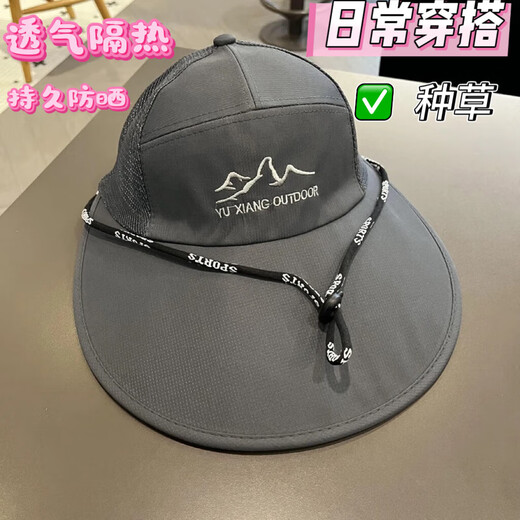 2025 New Spring and Summer Big-brimmed Hat for Men Cycling Outdoor Sunshade Fishing Hat Breathable Sun Protection Work Quality Temperament Navy Blue Adjustable (55-60cm)