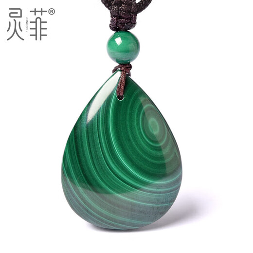 Langqing Malachit Halskette Anhänger grünes Wassertropfen Form Rohes Stein grünes Kristallschmuck Anhänger Schmuck Männer und Frauen G8398