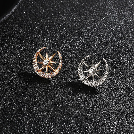Shijun (SHIJUN) brooch men's brand corsage brooch men's suit sun and moon brooch high-end design exquisite time gold star moon brooch
