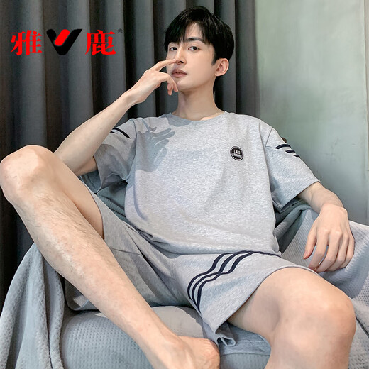 Los pantalones cortos de manga corta de pijamas de algodón de verano yalu se pueden usar en el exterior para el exterior para los trajes de ropa para el hogar para hombres en el verano shorts de manga corta de Summer Donghanfeng: D9928 L [recomendado 100-120 Jin [Jin equivale a 0.5 kg]]]