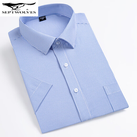 
Seven Wolf Men's Short Sleeve Shirt 2025 Summer Middle-aged Business Casual Versatile Comfortable Breathable Cotton Professional Work Shirt DX6624 44