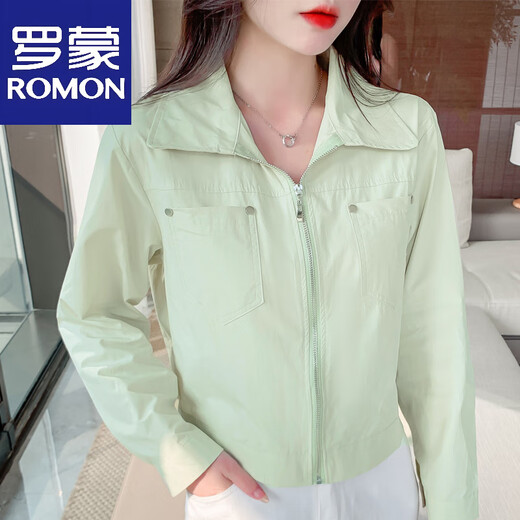 罗蒙（ROMON）2025春夏季新款短款宽松百搭轻薄外套开衫防晒上衣夹克长袖防晒衫 粉红色 S 【建议80-100斤】