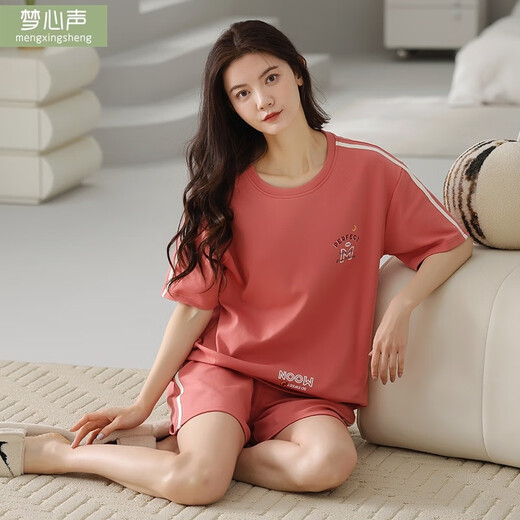 梦心声品牌纯棉睡衣女夏季短袖短裤宽松甜美可爱薄款可外穿家居服 9859 M