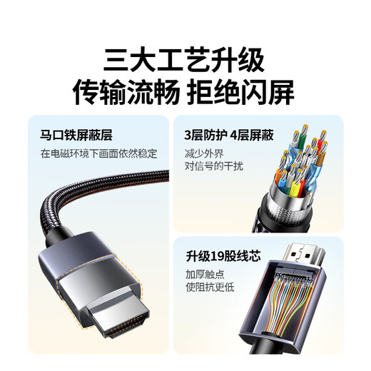 绿联HDMI线2.0版4K数字高清线3D视频线 笔记本电脑机顶盒连接电视投影仪显示器数据连接线3米25300