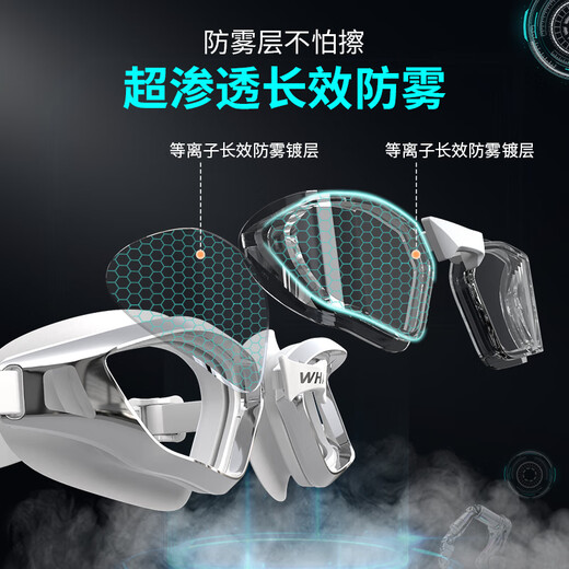 Whale N1 anti-fog swimming goggles, detachable lenses, 999 days of fogging, replacement for myopia, optional prescription swimming goggles for men and women, shiny silver, high-definition lenses + free swimming cap